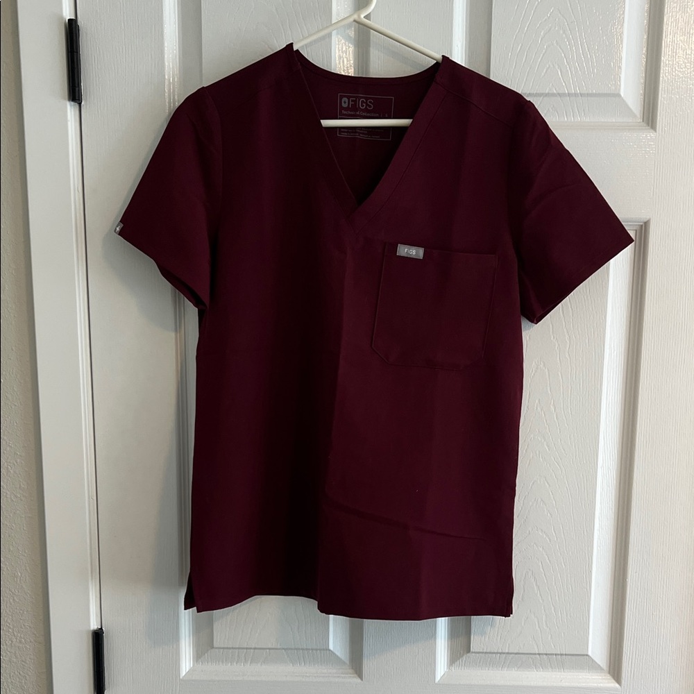 Figs Burgundy Catarina V-Neck Scrub Top